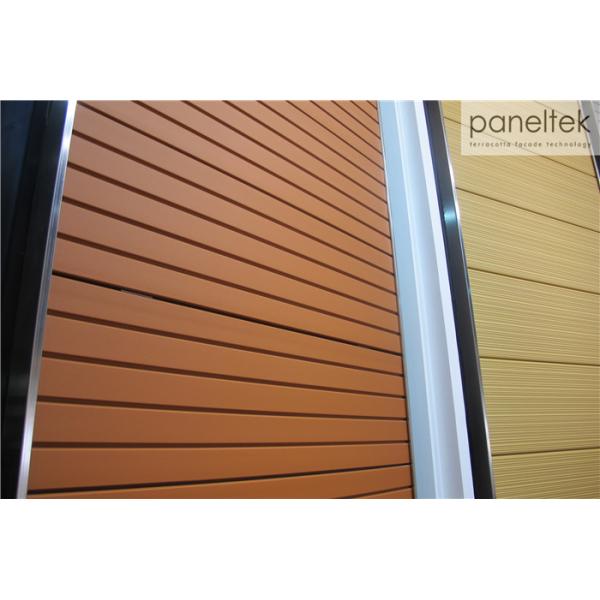 Red Grooved Ceramic Wall Cladding Light Weight panels With Fade Resistance