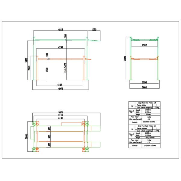 9. Four Post Triple Parking Lift QDMY-2-1P