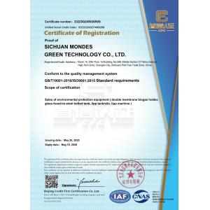 Sichuan Mondes Green Technology Co.,Ltd Certifications