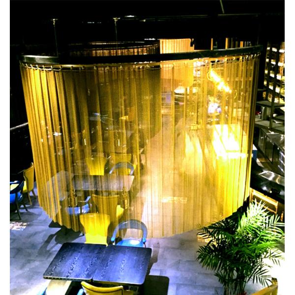 Aluminium Chain Link Metal Mesh Curtain Copper Color For Hotel Decoration
