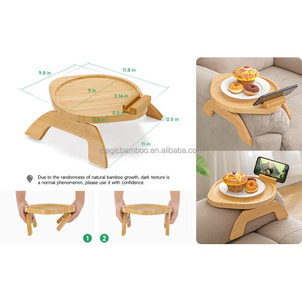 Rotating Holder Foldable Couch Tray for Wide Arm Sofas Rectangle 38.87 X 24.9 X 4.32CM
