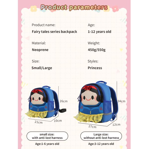 Customization Unisex Kids School Backpacks Waterproof Princess Design