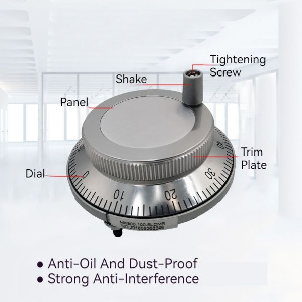 Panel Type Stainless Steel Solid Manual Pulse Generator MPG Pendant Handwheel 80mm 25/100PPR for Fanuc Mitsubishi CNC Systems