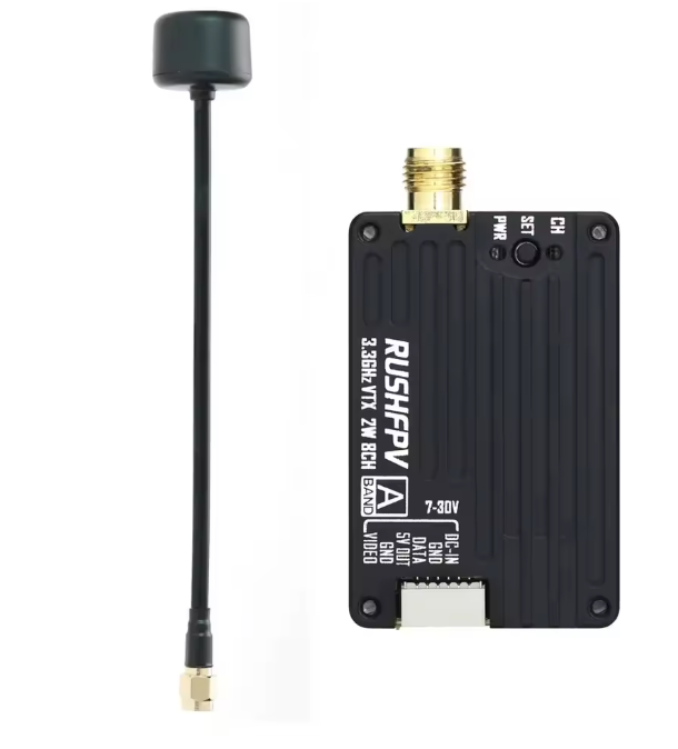 RushFpv 3.3G 2000mW 2W 8CH Vtx / VRx Audio Video FPV Transmitter / Receiver Recording Plate Antenna for RC Fpv Drone Multi-rotor