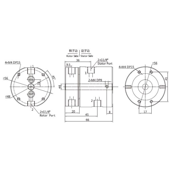 3002006 series 3002006 Series 2 Passage Rotary Unions slip ring Drawing 