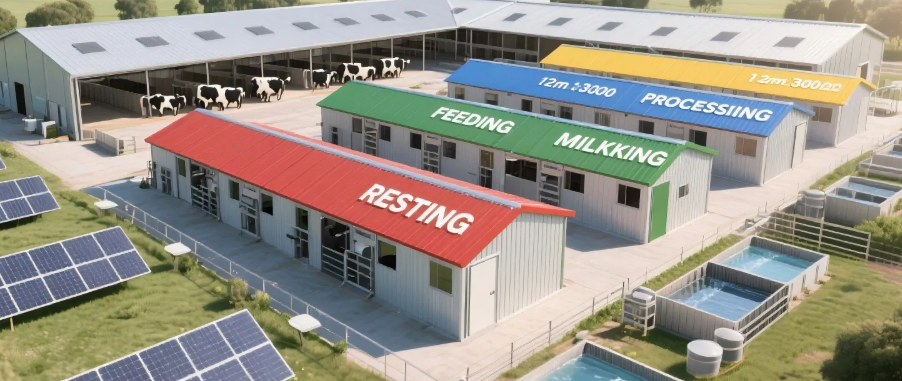 Hot-DIP Galvanized Steel Structure Cow Shelter with Customizable Span and Earthquake Resistant Design