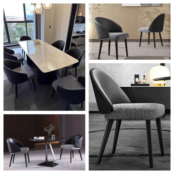 Flex Low Back Fabric Dining Room Chairs Upholstered Steel Base