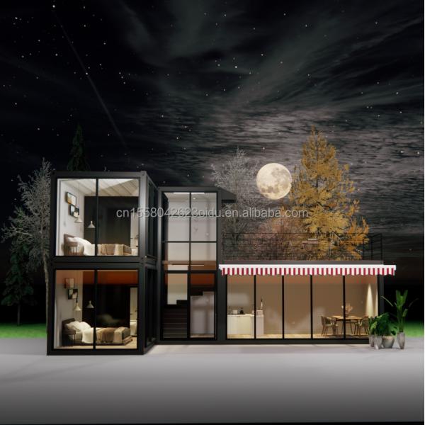 Galvanized Steel Square Tubes Main Structure Container Houses for Luxury Prefabricated Two-Bedroom Flat Pack Shipping