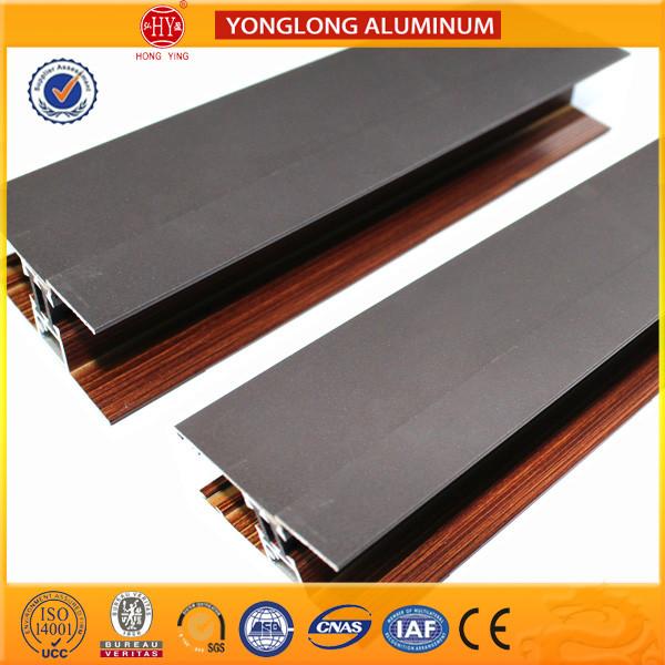 Quality Wooden Finish Aluminum Extrusion Profiles For Sliding Window Decoration for sale