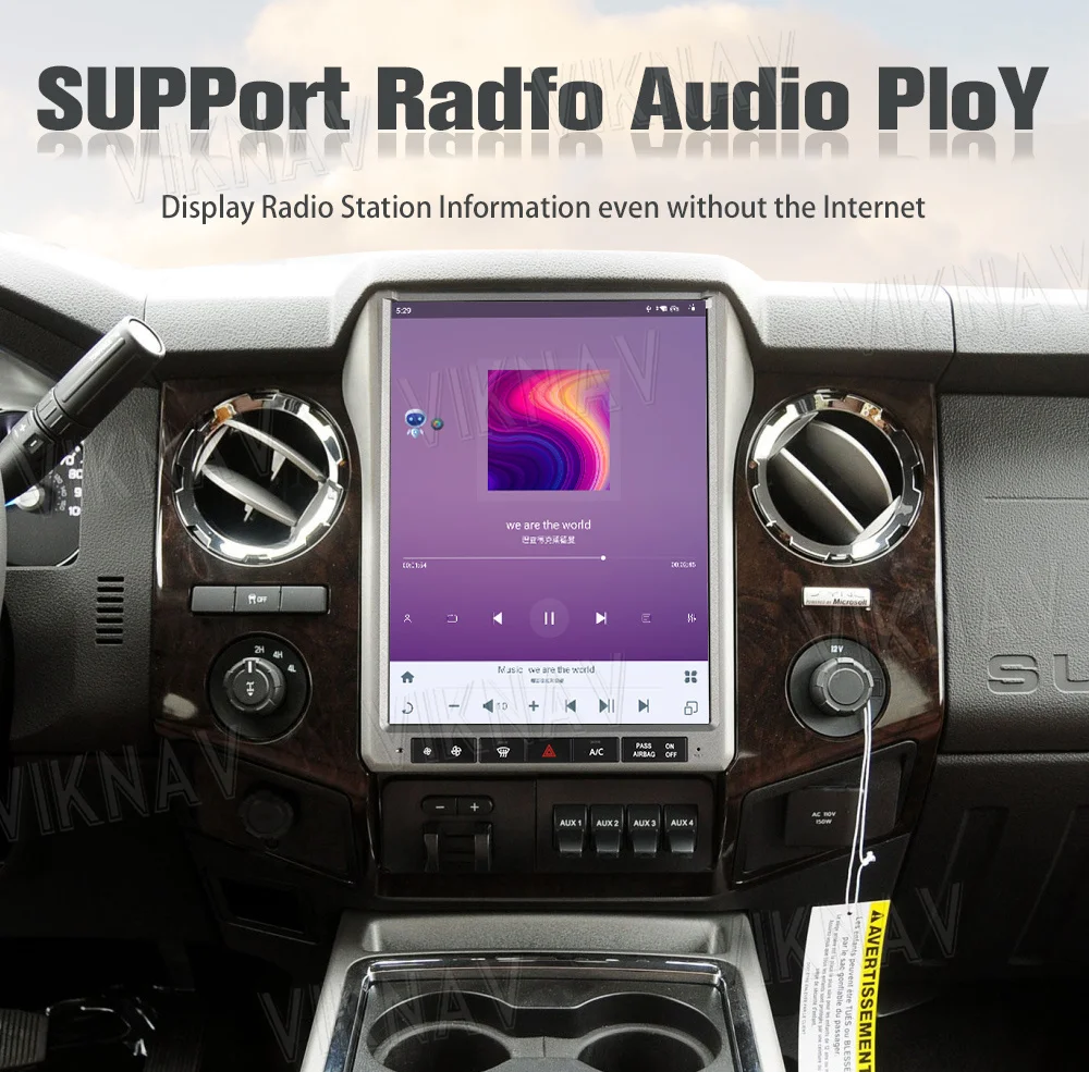 Viknav 12.1Inch Android Touch Screen Car Radio Ford F250 2013 2014 Carplay Auto Stereo Aftermarket Head Unit Video Player