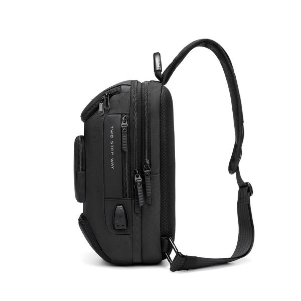 Multi Pockets Polyester Mens Sling Bag With Usb Charging Interface