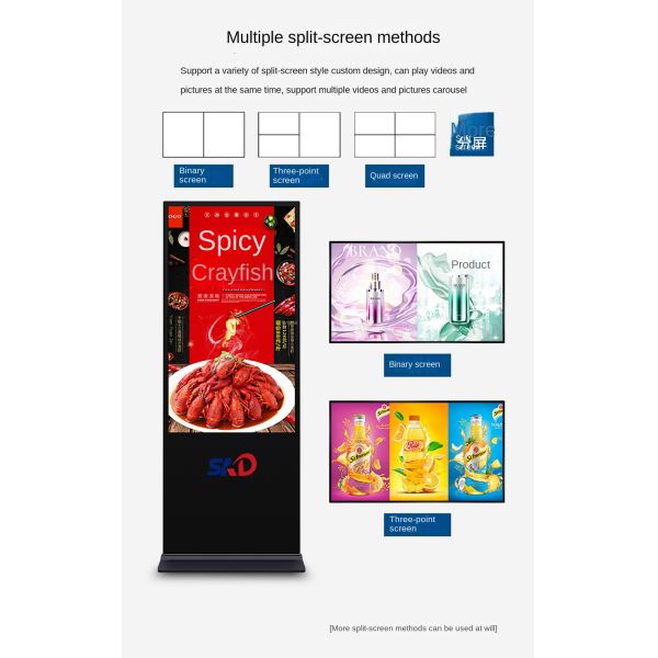 55 Inch Vertical Advertising Machine for Shopping Malls Supermarkets Touch Screen LCD Player 3.91mm IP65 Android 11 SDK Support