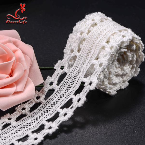 Stretch Border Water Soluble Lace Trim / White Lace Ribbon 4.5cm Width