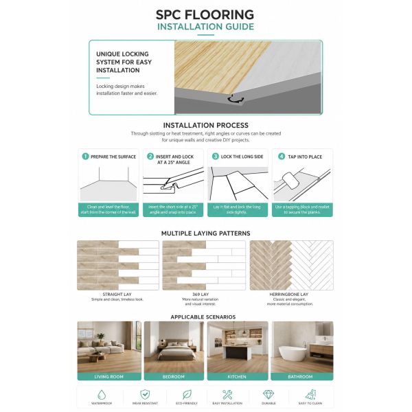 High Hardness SPC Rigid Core Vinyl Flooring Moisture Proof Formaldehyde Free for Interior Decoration