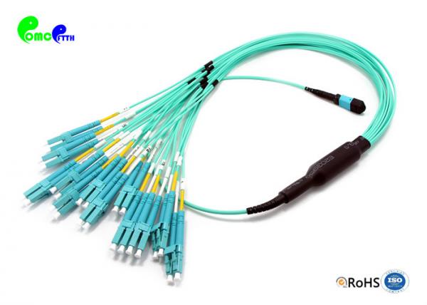Quality MTP Trunk Cable OM3 Pre - terminated Duplex 24F MTP Male to LC PC 50 / 125μm Fanout 2.0mm With Aque LSZH Jacket for sale