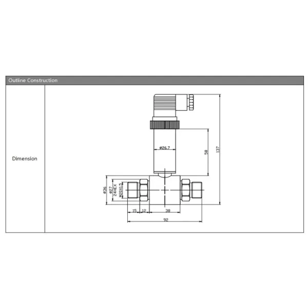 Thread Connection 4-20mA Differential Pressure Transmitter Sensor With Big DIN Transducer
