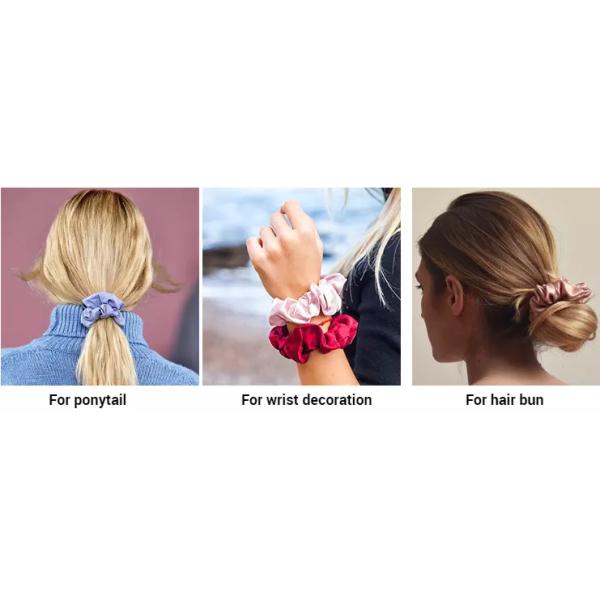 Colored Washable Silk Scrunchie , 19 Momme Stretchy Hair Ties For Girls