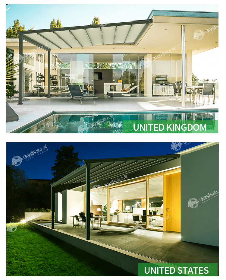 Modern Sleek Aluminum Frame Shade Sail-Durable Material & Professional Design Waterproof Extendable Backyard Cover