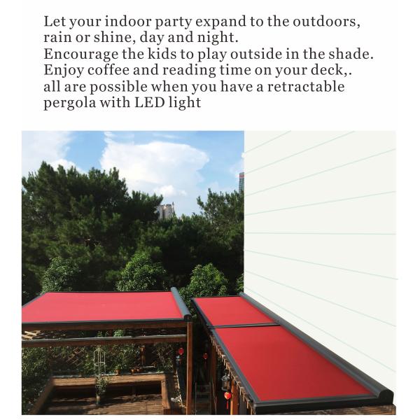 Aluminium Frame Electric Sunshade Awning Attached To House 2m 2.5m 3m Custom Sizes
