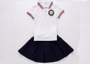 Buy cheap 100% Cotton School Uniform Polo Shirts Stripe Collar Ribbed Cuffs For Boys And Girls product