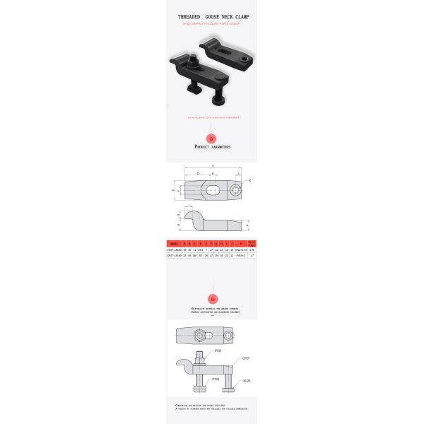 Versatile Threaded Goose Neck Clamp With Precision Locking Mechanism