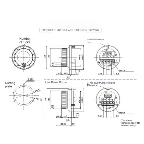 60mm Diameter Original Inner Micronics UFO-0025-2H Hand Pulse Generator Electronic Hand Wheel UFO-M2-01-2D-B