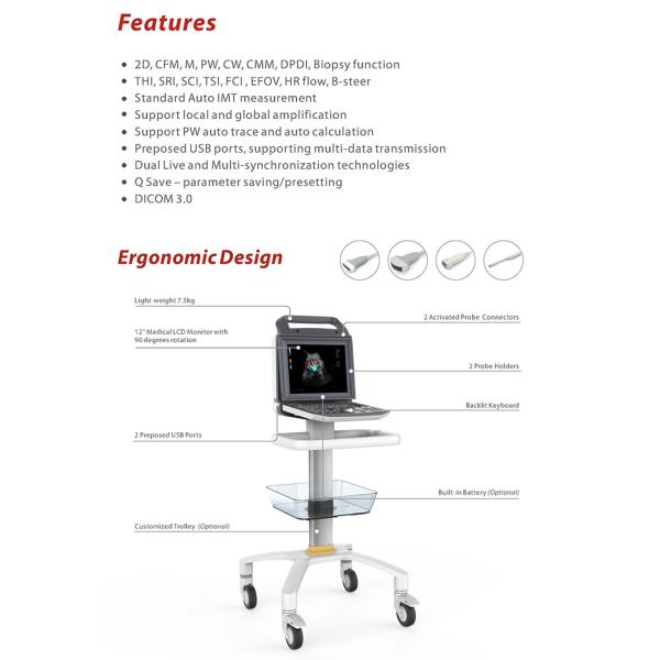 Portable Full Digital Color Doppler Ultrasound System Medical Scanner Ultrasound
