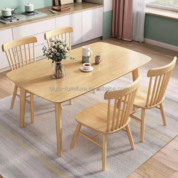 Nordic Solid Wood Dining Table and Chair Combination for Simple Modern Eco-friendly Home Bar Design Homestay Dining