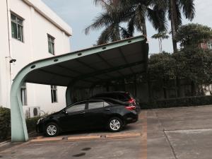 Buy cheap 4 sets Small Cars Parking Shed Garage Steel Frame With Red Arc Shape Roof Top product