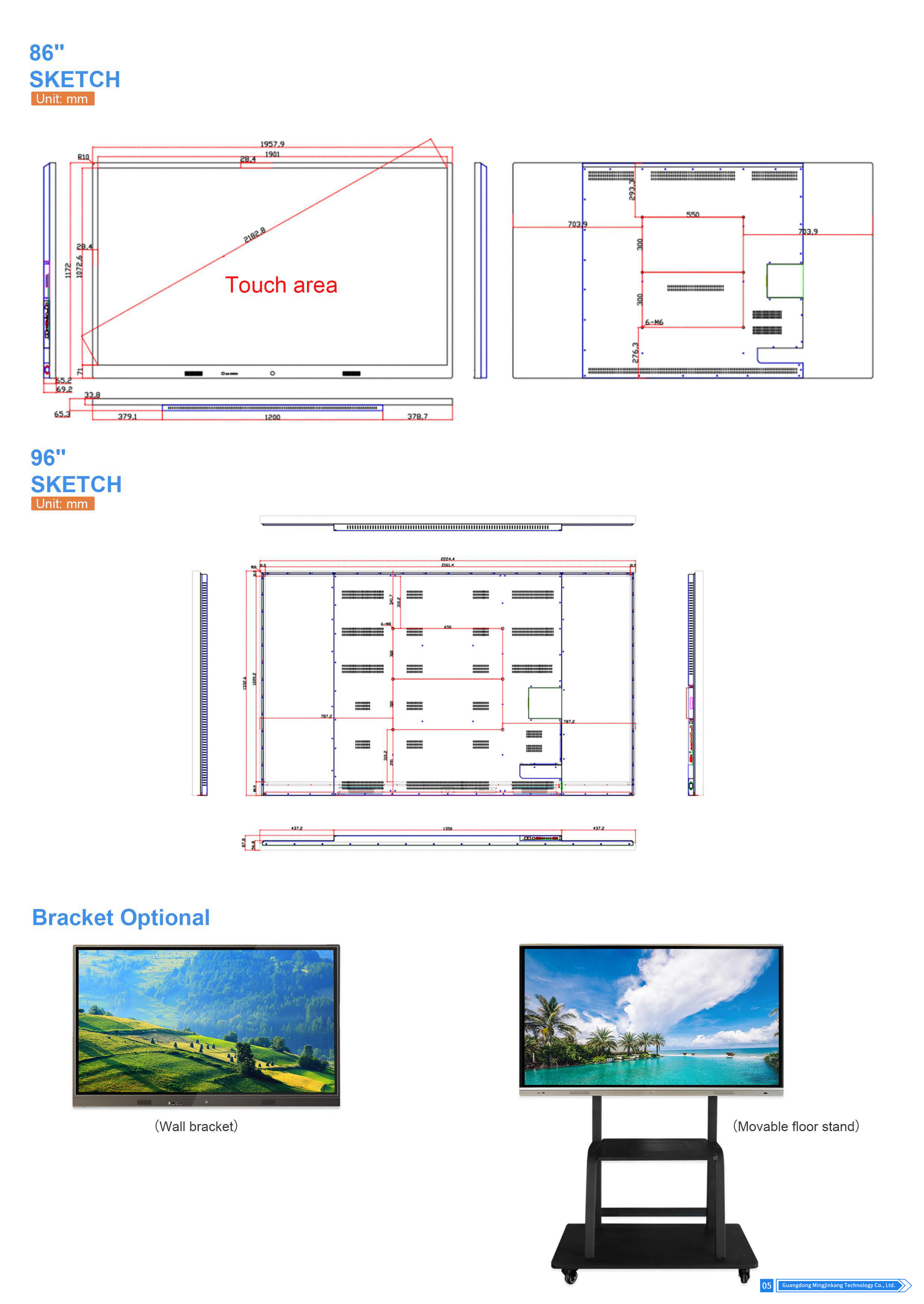 High Quality Professional Anti-Glare Infrared Touch LCD Screen 4K Resolution 20-Touch Points Dual OS Smart Class Interactive MJK