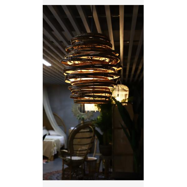 Vintage Spiral Rattan Pendant Lights Nordic Retro Bamboo Hanging Lamp(WH-WP-75)