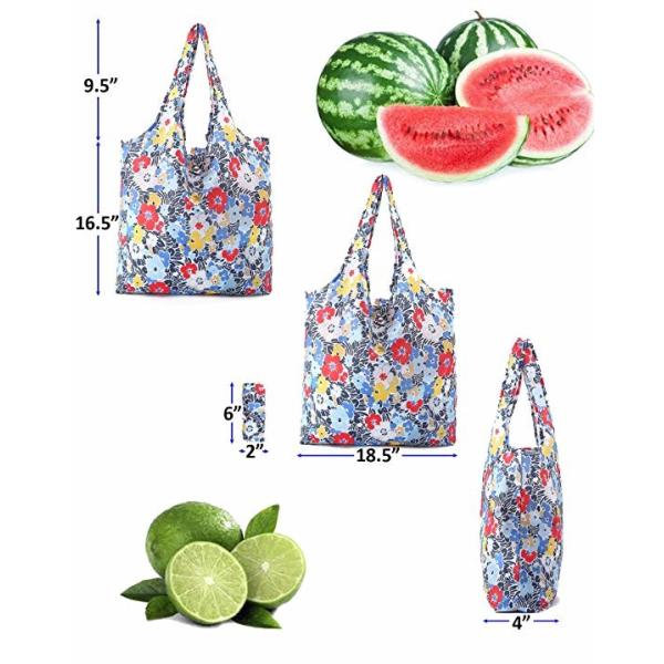 Stylish Folding Design Reusable Shopping Bags With Zipper Pouch Washable