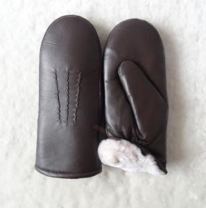 Buy cheap Australian Goat Skins Leather Mitten Warm Lamb Fur Shearing Lining Nappa Winter Gloves for Men product