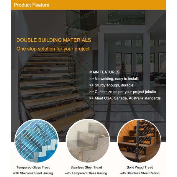 Wrought Iron Interior Stair Railings Spiral Staircase Glass Curved Banister Handrail