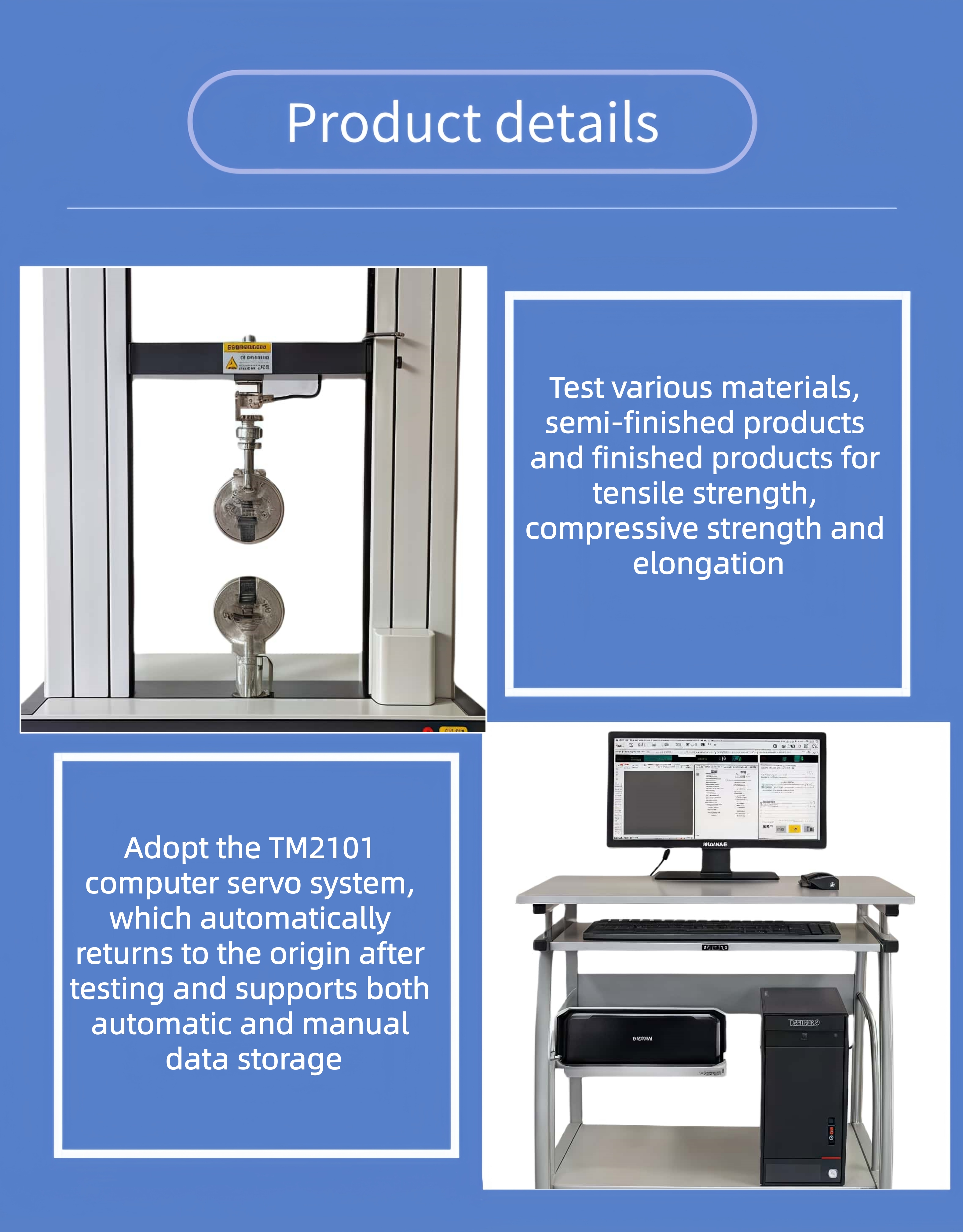 Double Column Universal Testing Machine for Metal Material Tensile Compression Test Pull Test Machine