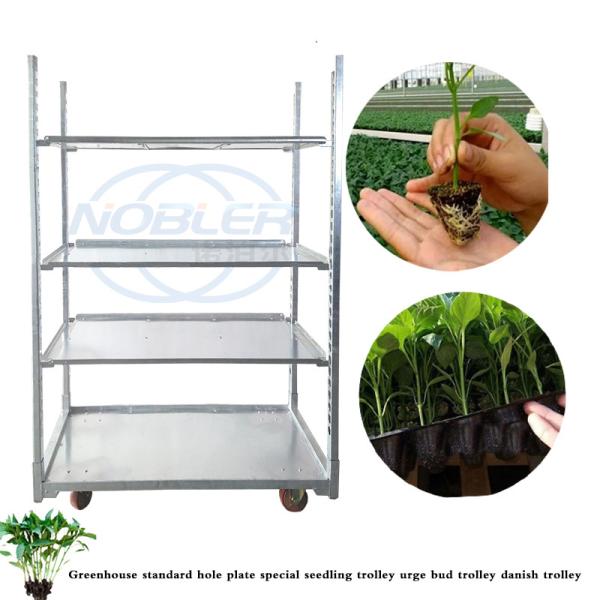 675*562*1700mm Plywood Danish Flower Trolley PP Wheel Adjustable Height