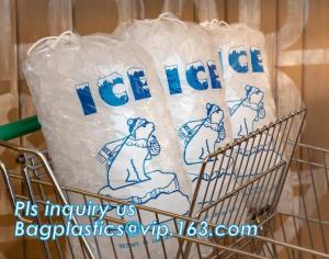 China High quality packaging pouch LDPE ice cube plastic bag, Manufacturer plastic disposable drawstring bag for storage ice c on sale