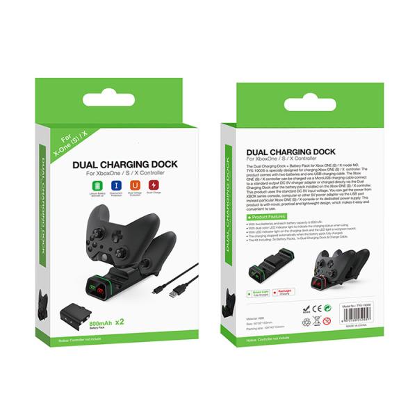 ABS Plastic Factory Direct Supply Dual Charging Dock With 2 Batteries For Xbox One S/x Controllers Game Accessory