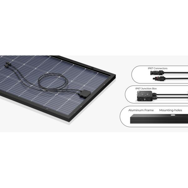 100 Watts Rigid Solar Panel Cell Monocrystalline Module 12 Volts 9BB
