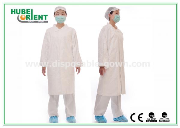 Quality Tyvek Disposable White Lab Coats/Medical Protective Clothing with Korean Collar And snaps for sale