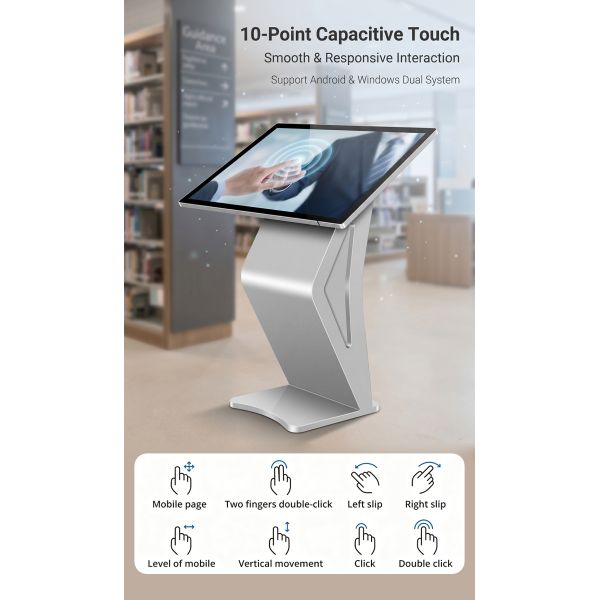 43" Horizontal Touch Screen Kiosk Landscape Interactive Digital Signage Android Windows Information Query Monitor OEM