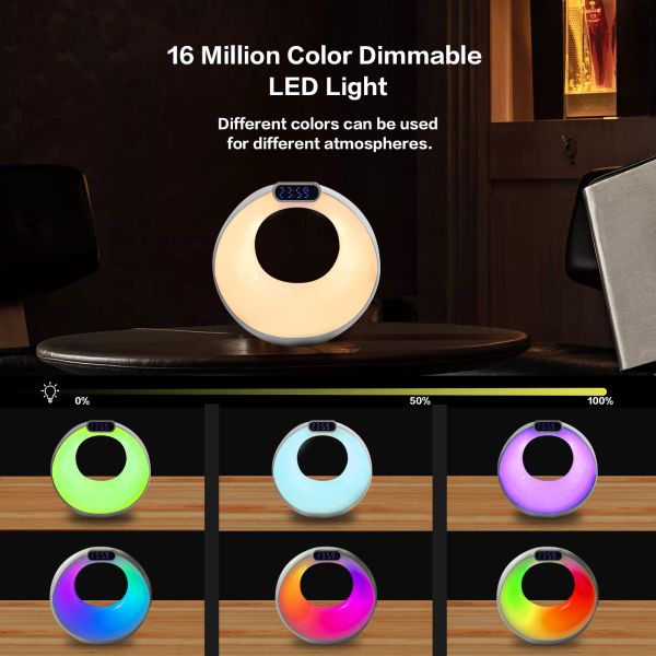 RGB Smart Wireless Charging Desk Lamp Mini Bedside Table Speaker Alarm Clock Bluetooth Night Light