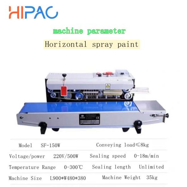 HIPAC Continuous Sealing Machine Hot Sealer with 0-300℃ Temperature Range and 0-18m/min Sealing Speed for Foil Bags and Films