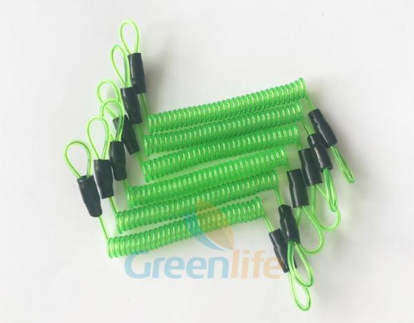 Quality 70CM Long Steel Wire Spring Spiral Coil Cable Transparent Green With Double Cord Loops for sale