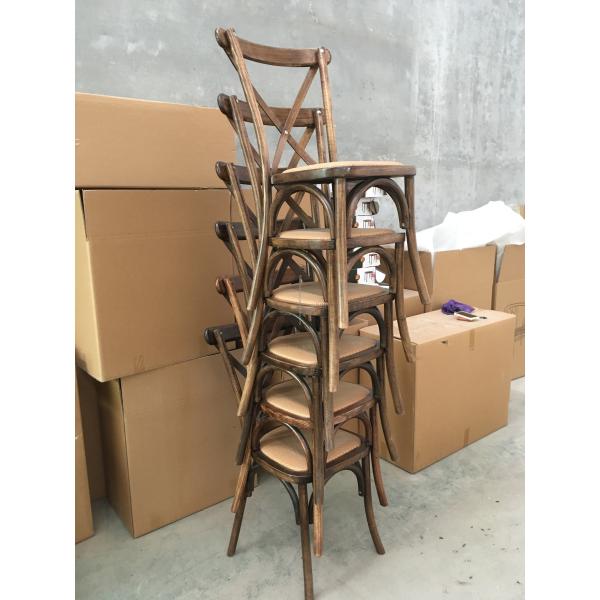 Customized Designs Nordic Modern Rattan Cross Back Stackable Solid Wood Banquet Wedding Wooden Chair OEM Service Accepted