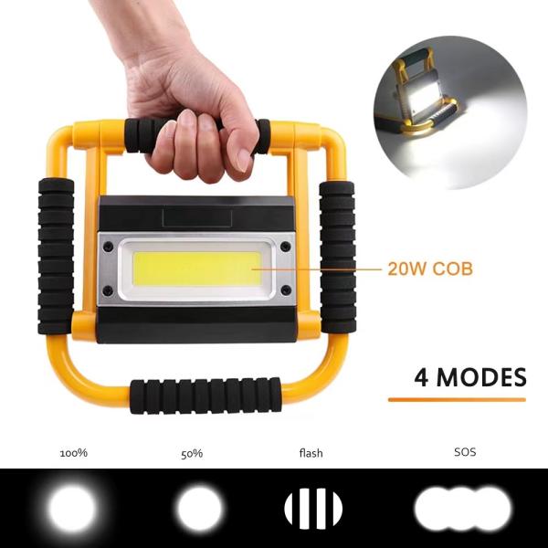 1500 Lumens Rechargeable Waterproof IP65 LED Work Light Portable Foldable with 360° Rotation Stand