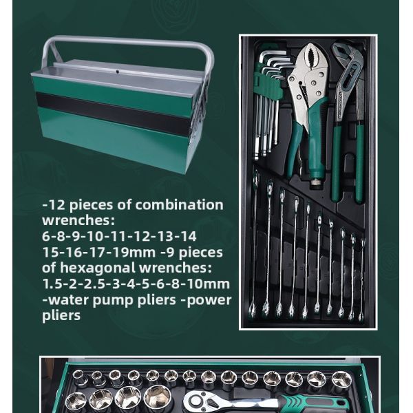 Bestseller 85-piece Chromium-vanadium Steel Auto Repair Tool Set Including Socket Wrenches 24-teeth Toolbox