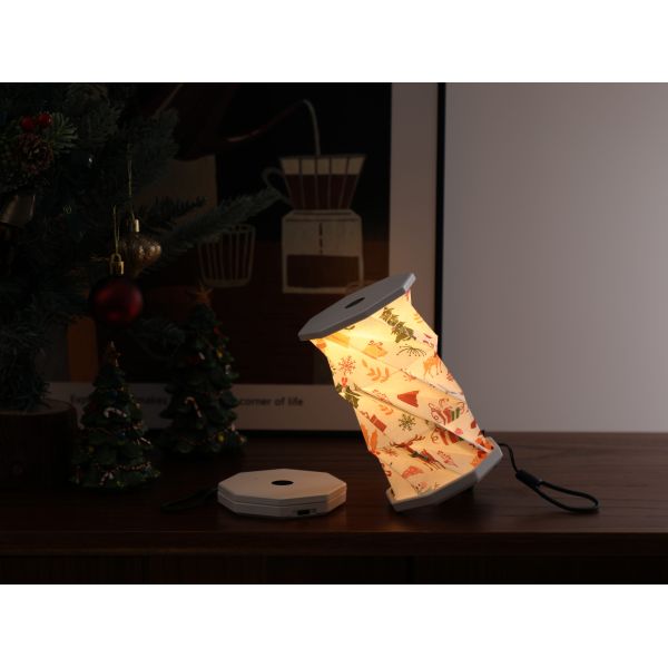 Portable Paper Spinning Lamp Night Light Christmas Clip On Folding Lantern
