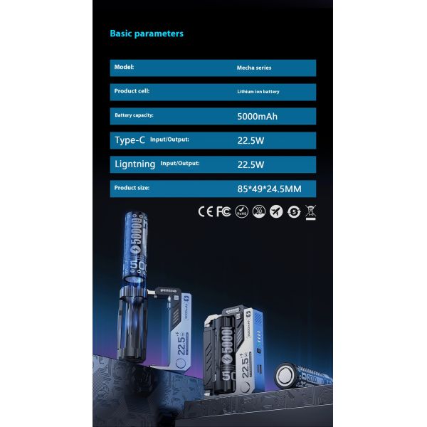 Travel-Friendly 22.5W Support AAA Battery Lithium 21700 Powerbank Removable Battery Portable Power Bank with Replaceable Battery
