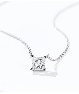 Buy cheap 0.20ct 18K Gold Diamond Necklace Princess Cut Solitaire Diamond Necklace Yellow Gold product